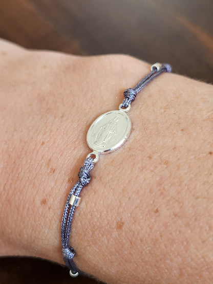 Pulsera Virgen Milagrosa gris